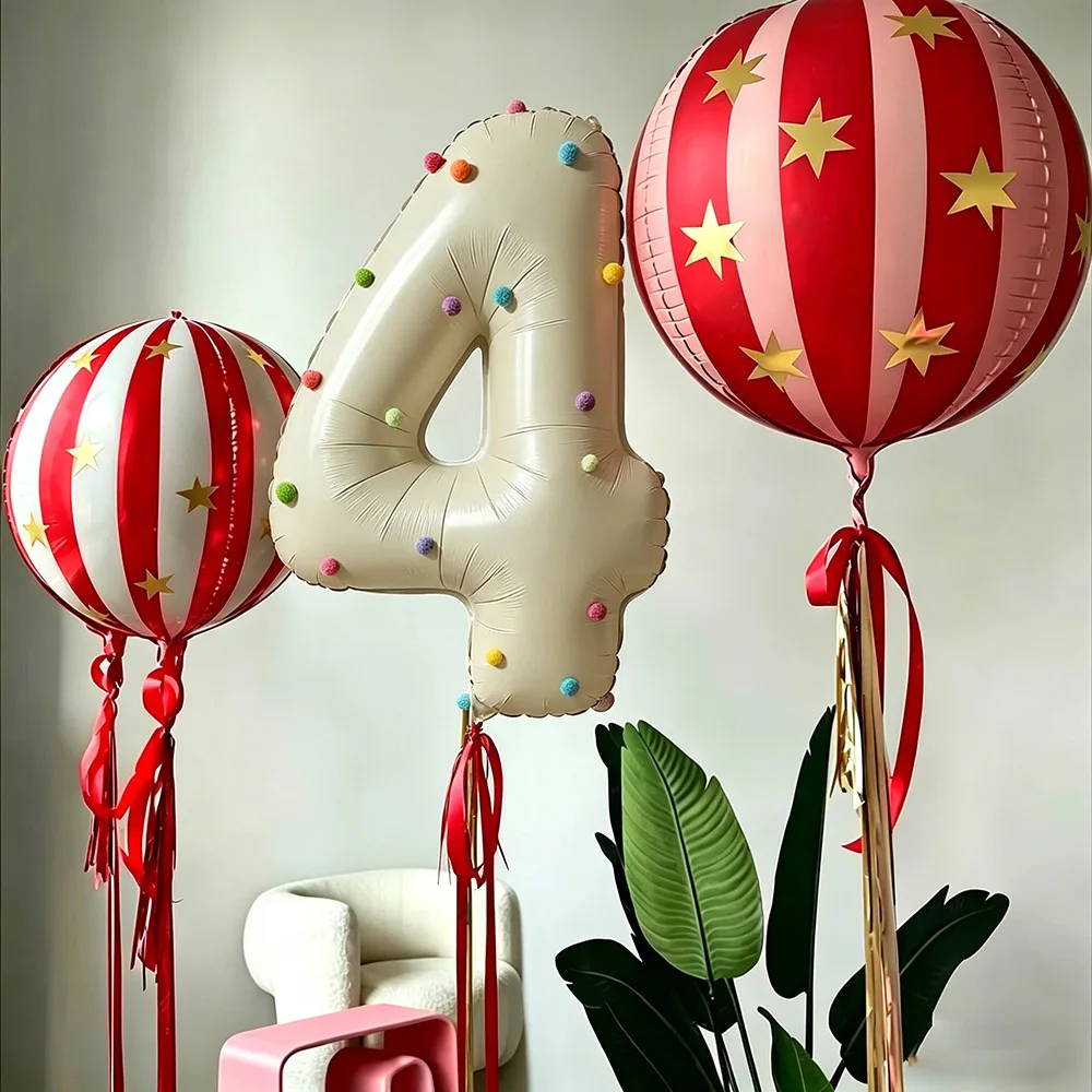 26-teiliges 4D Gestreiftes Stern-Set mit 40-Zoll Zahlen-Folienballon für Geburtstagsfeier, Hochzeit, DIY-Dekoration, Familienfeier-Dekorationsbedarf – Detail 5