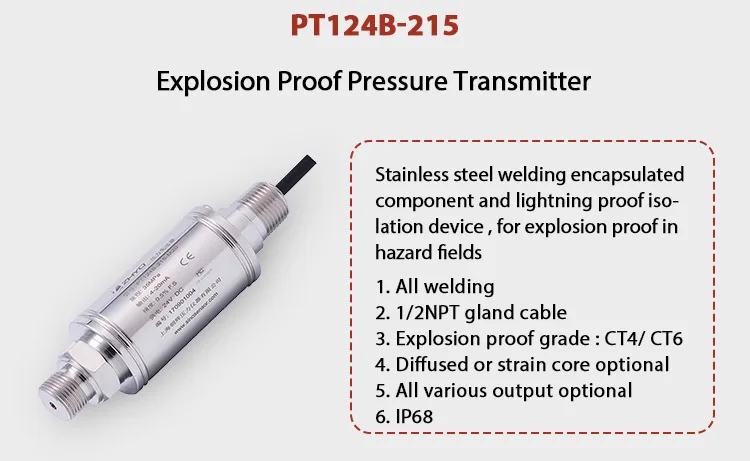 4-20mA 1-5V Manufacturer Price Industrial Water Air Explosion-proof Pressure Transmitter for Sale