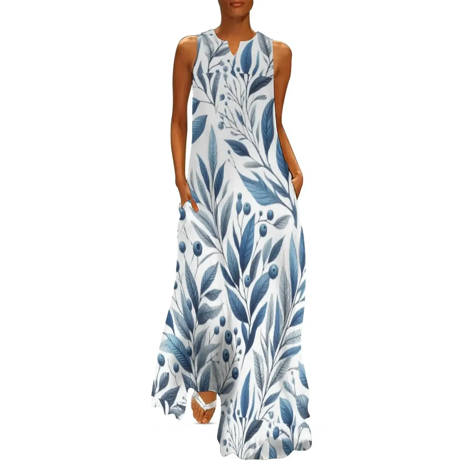 

Blue Branches Long Dress elegant dresses plus sizes dresses for women 2025 long dress women summer Clothing female Dress