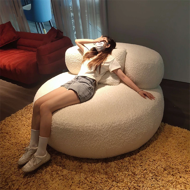 

Cream Bedroom Balcony Chair Single Round Tatami Couch Floor Puffs Hotel Stools Modern Nordic Design Sillon Furniture Home