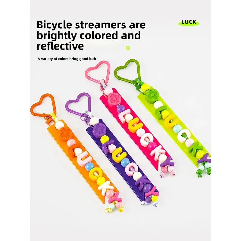 Mountain Folding Bike DIY Letter Bag Charm Pendant Reflective Cycling Streamer Decoration Accessory for Backpack and Bike