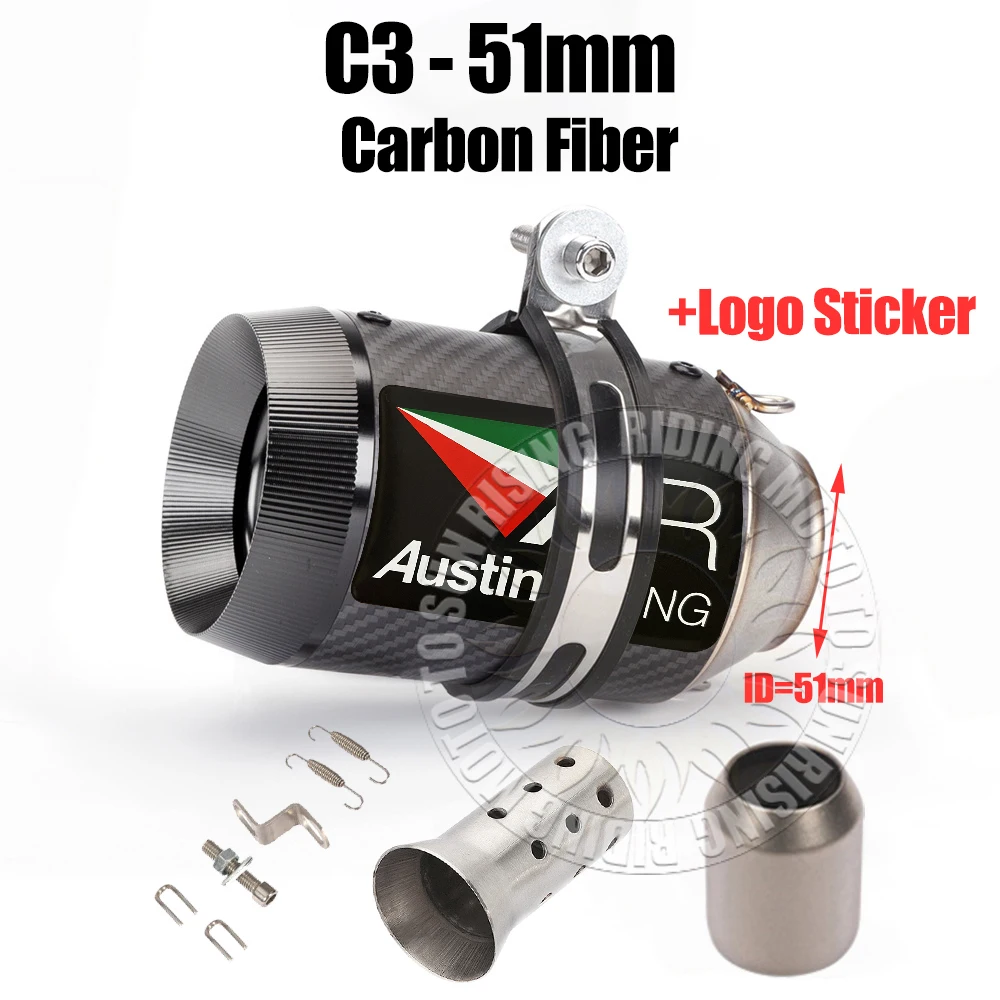 51mm 60mm Carbon/Stainless/Titanium AR Motorcycle Exhaust Muffler For Kawasaki Honda Yamaha KTM CF Suzuki Ktm Bmw etc Tail Pipe image 3