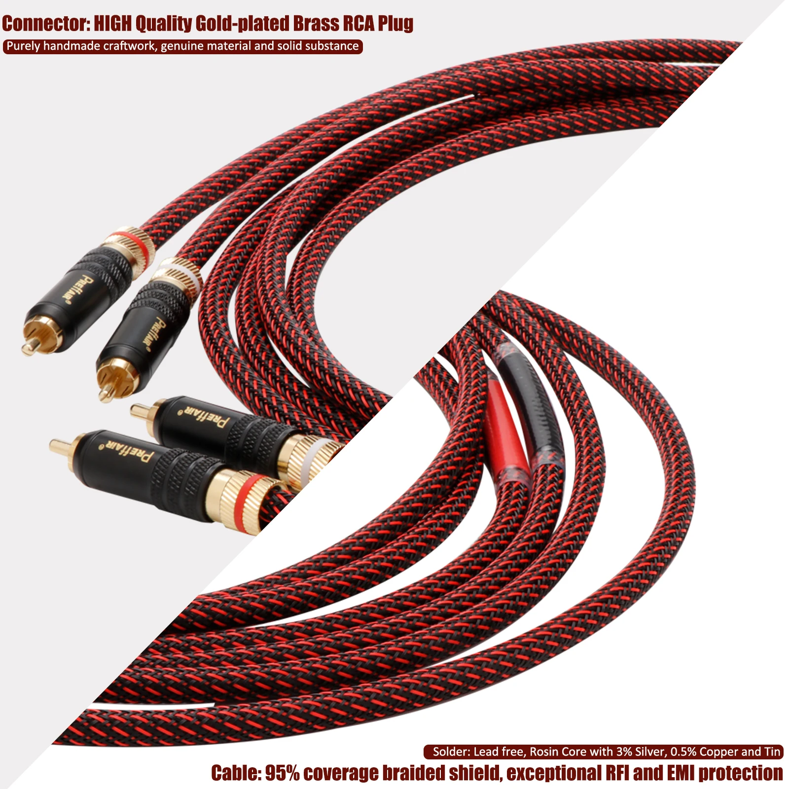 Preffair OFC Coppe RCA Аудио соединительный кабель Hi-Fi Audio Высококачественный кабель RCA «папа» на RCA «мама» с позолоченным разъемом