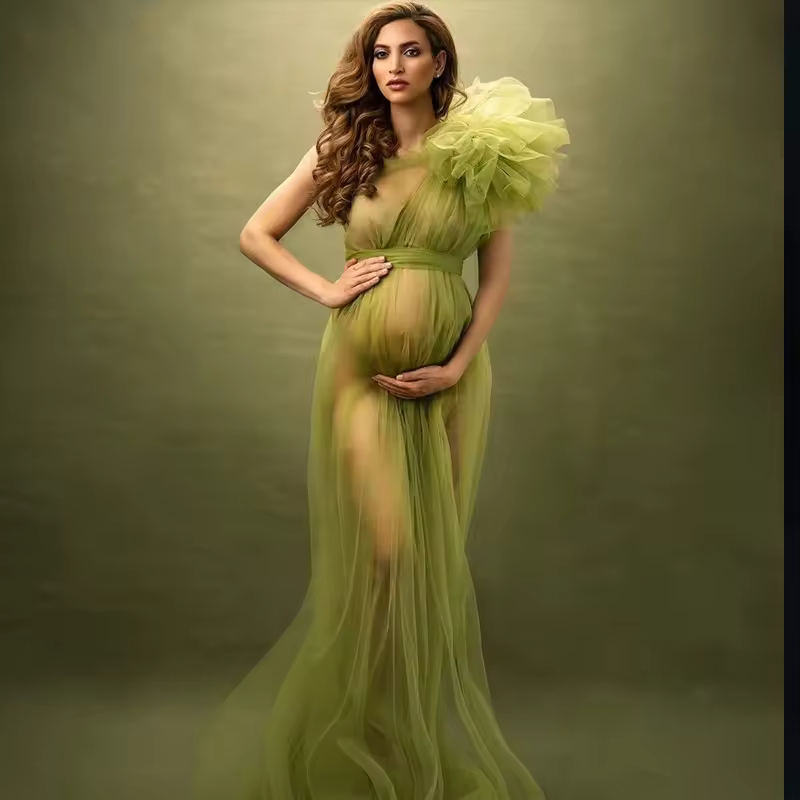 See Through Sexy Maternity Photoshoot Dresses One Shoulder Pregnant Women Photography Props Gowns Premama Evening Bathrobe Tulle - AliExpress 