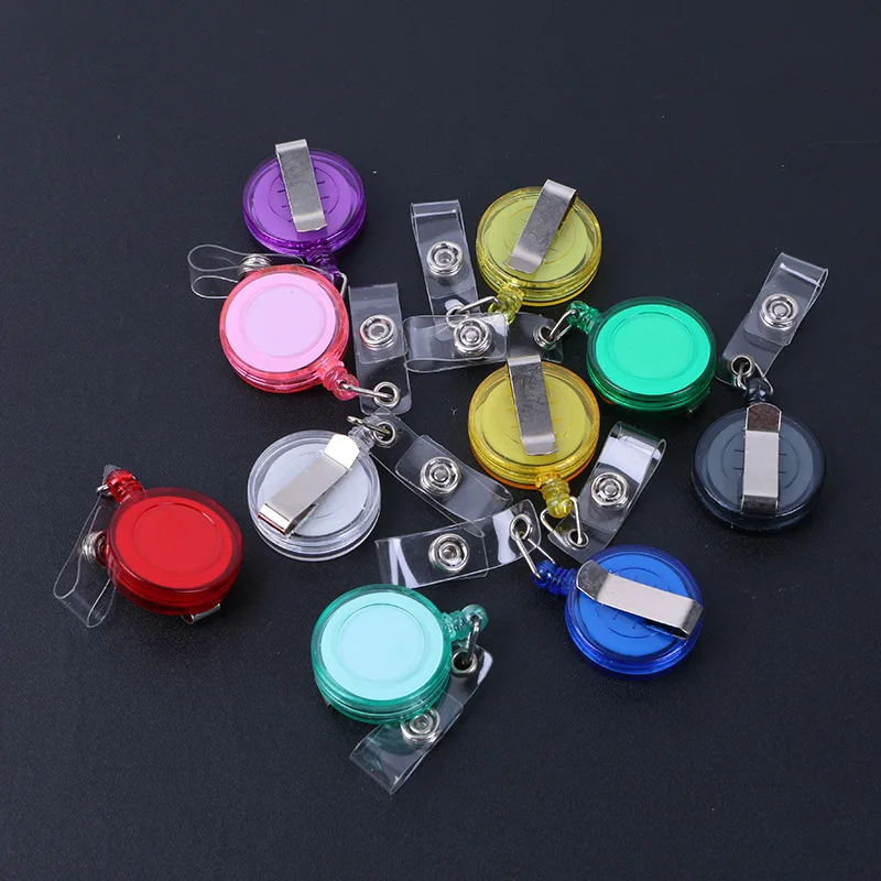 5pcs Random Color Retractable Badge Reels for ID Tag Name Badge Holder Pass Work Card Cover Case Clip Anti-Lost Keychain Clips