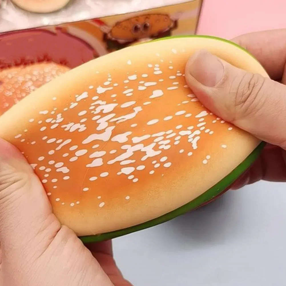 3-個のハンバーガー減圧スクイーズストレスリリーフ感覚玩具バーガー形状面白いクリエイティブオフィスハンドヘルドアイテム