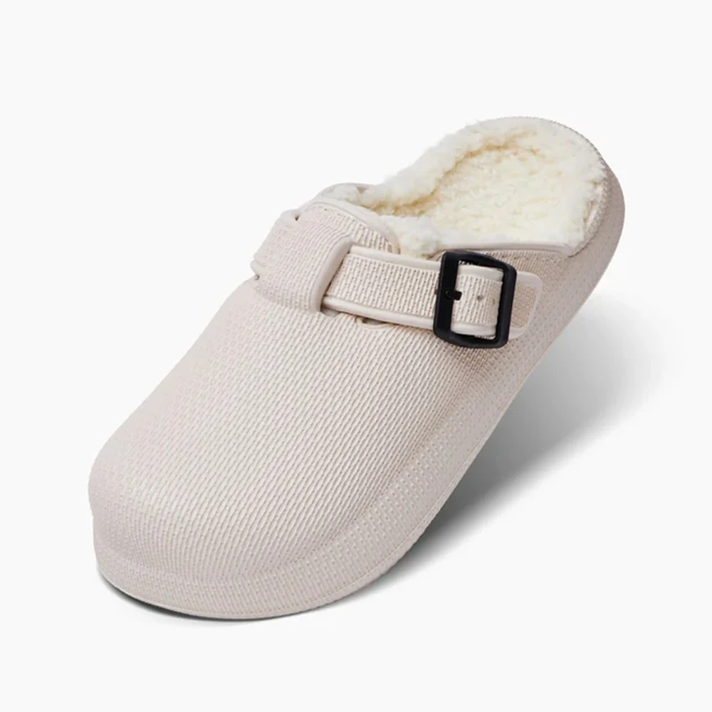 

Snuggle Fur-Lined Clogs Couple Winter Сloud Slippers Indoor & Outdoor Thick Sole Non-Slip Plush Lined Warm Mules for Men & Wome