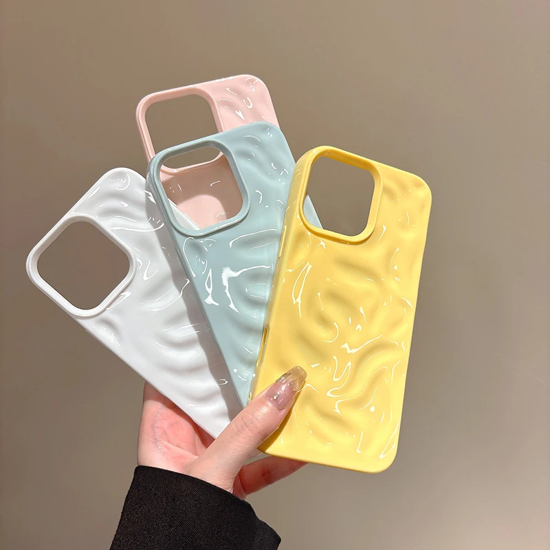 

Shockproof 3D Pattern Phone Case for iPhone 16 15 14 13 12 11 Pro Max Glossy Candy Color Silicone Case for iPhone 16 15 14 Plus