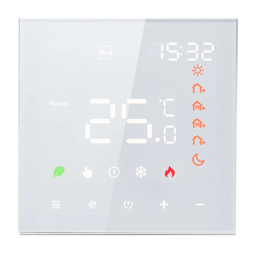 Intelligenter Thermostat für 16 A elektrische Heizung, LCD-Digitalanzeige, Touchscreen, programmierbarer Fußbodenheizungs-Temperaturregler