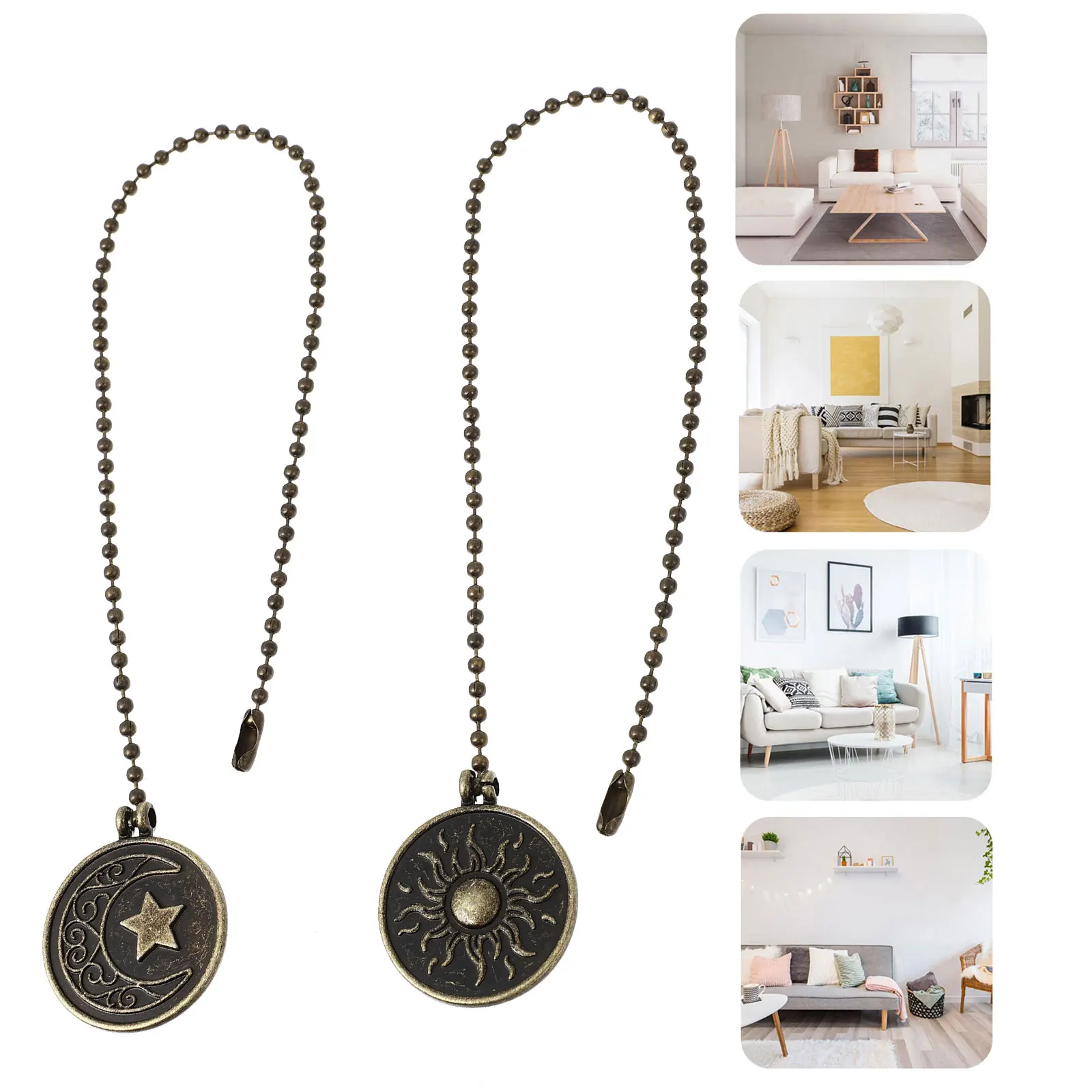 

2pcs Zinc Alloy Retro Color Pull Chains for Ceiling Decorative Ornaments Lighting Pendant Accessories