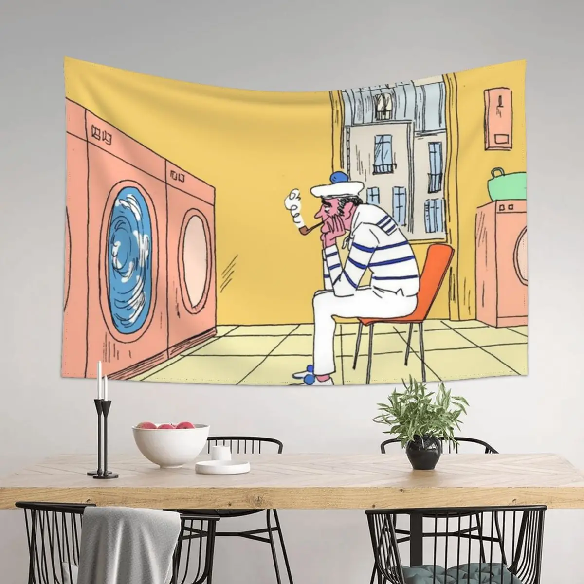 

Waiting Loundry French Dispatch Tapestry Bedrooms Decor Wall Hanging Wall Tapestry