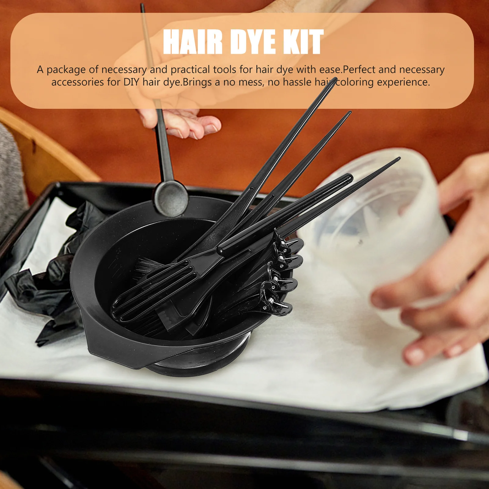 

1Set Professional Hair Dye Kit Coloring Tools Dye Brushes Mixing Bowl No Mess Hassle Free DIY Salon Home Essentials
