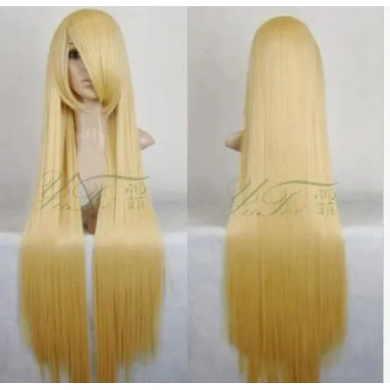 

New long Blond Cosplay Straight Hair Wig 100cm