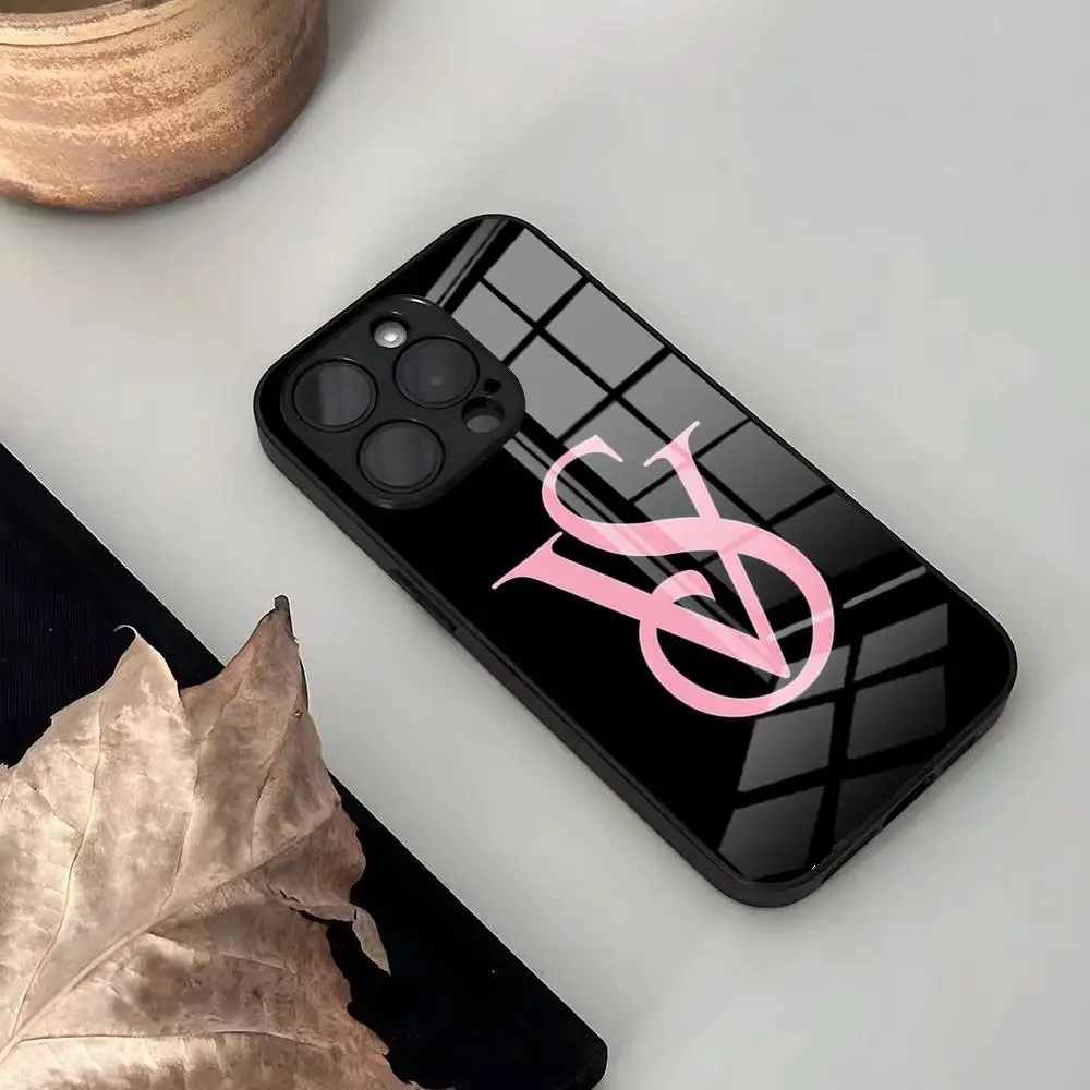 Роскошный стеклянный чехол V-Victoria S-Secret Pink для iPhone 17 Air, 16, 15, 17, 14 Pro Max, 13, 12, 11, X, XS, XR Plus, противоугонный, для Samsung