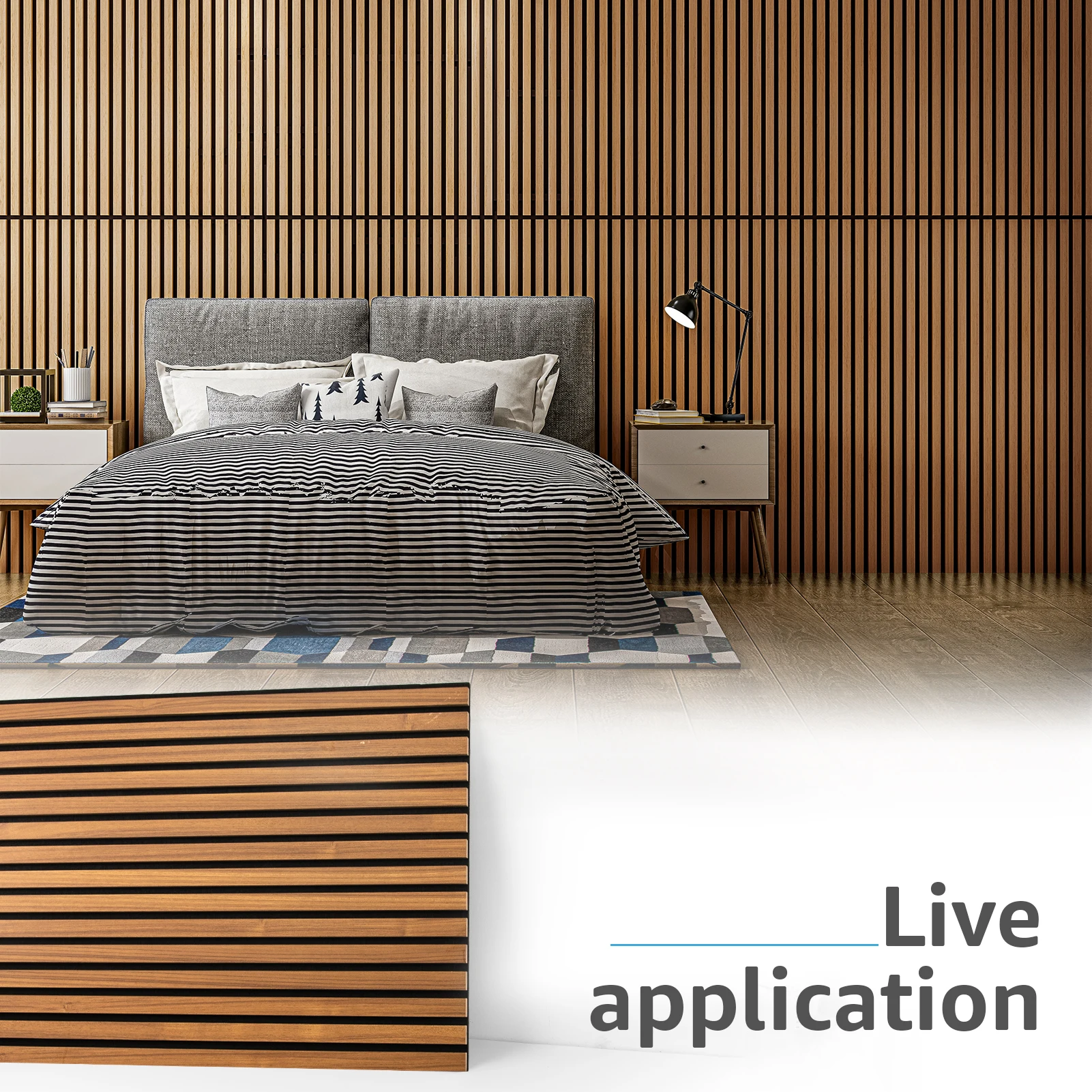 Art3d 4 Wood Slat Acoustic Panels for Wall and Ceiling - 3D Fluted Sound Absorbing Panel with Wood Finish