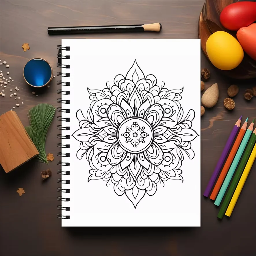 Libro para colorear Mandala para adultos, 8,3x11,2 pulgadas, alivio del estrés, 22 páginas, ilustraciones de terapia artística, regalo navideño