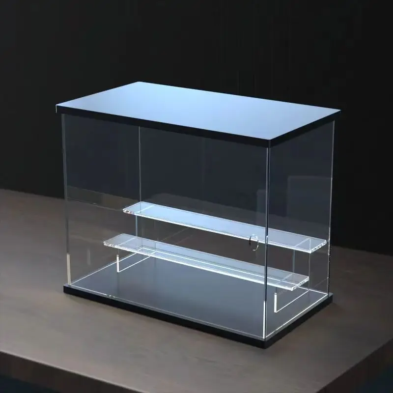 Double Acrylic Transparent Display Cabinet, Stepped Dustproof Storage Boxes for Blind Boxes Toys, Figures Storage and Display