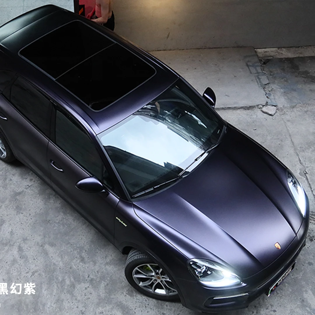 

Anolly Ready to Ship 1.52 * 18m Car Wrapping Film Matte Metallic Black Purple Film Auto Body Sticker Car Vinyl