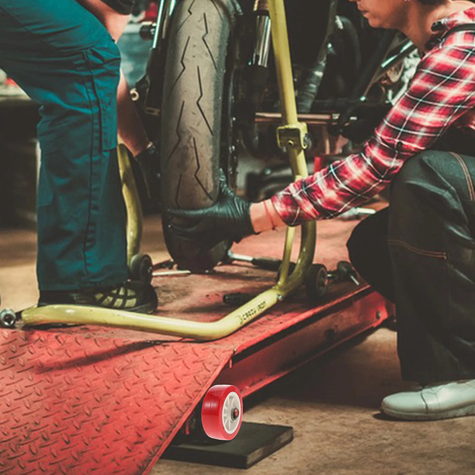 2 Pezzi Ruote per Tavolo Elevatore Moto, Ricambi Resistenti per Sollevatore a Forbice ATV, Supporto per Moto