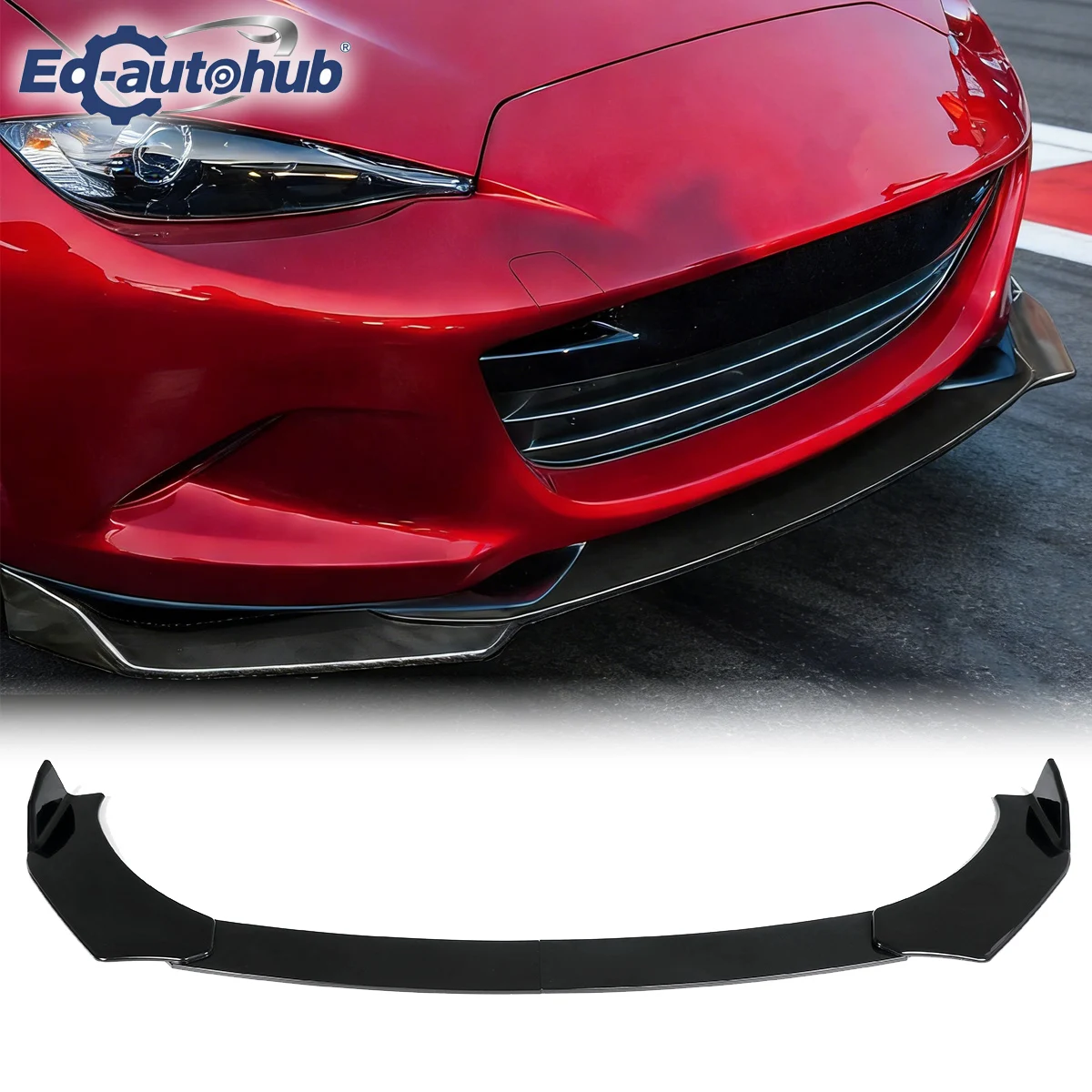 Gloss Black Front Bumper Lip Splitter for Mazda 3 & MX-5 Miata 2014-2021 Automobile Exterior Aesthetic Enhancement Part