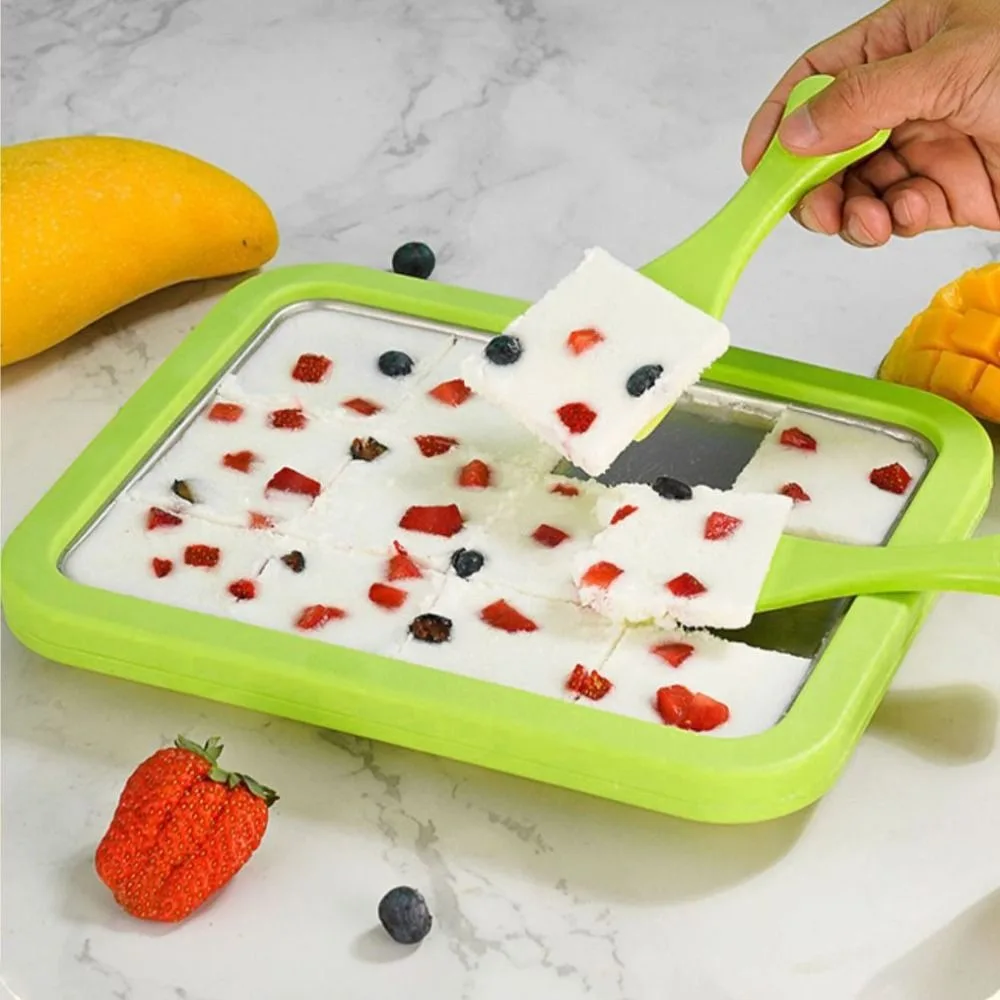 

Portable 304 Stainless Steel Ice Cream Roll Maker Rectangular Deepened Sorbet Maker with Shovel Cold Yogurt Plate Refrigerator