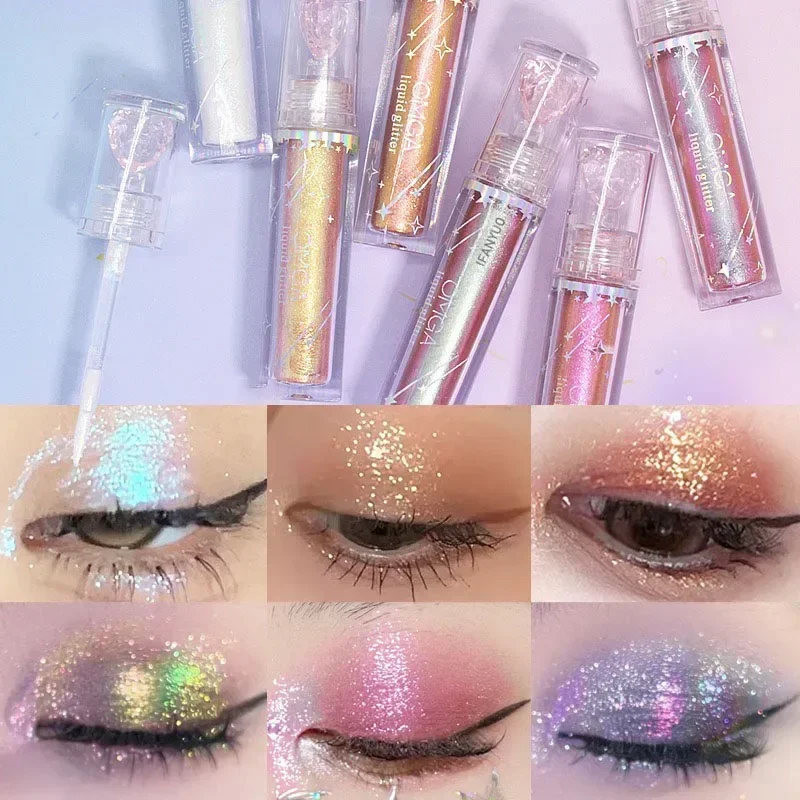 Pearlescent Chameleon Liquid Eyeshadow Diamond Shimmer Fine Sparkling Sequins Eye Shadow Lying Silkworm Highlighter Quick Drying