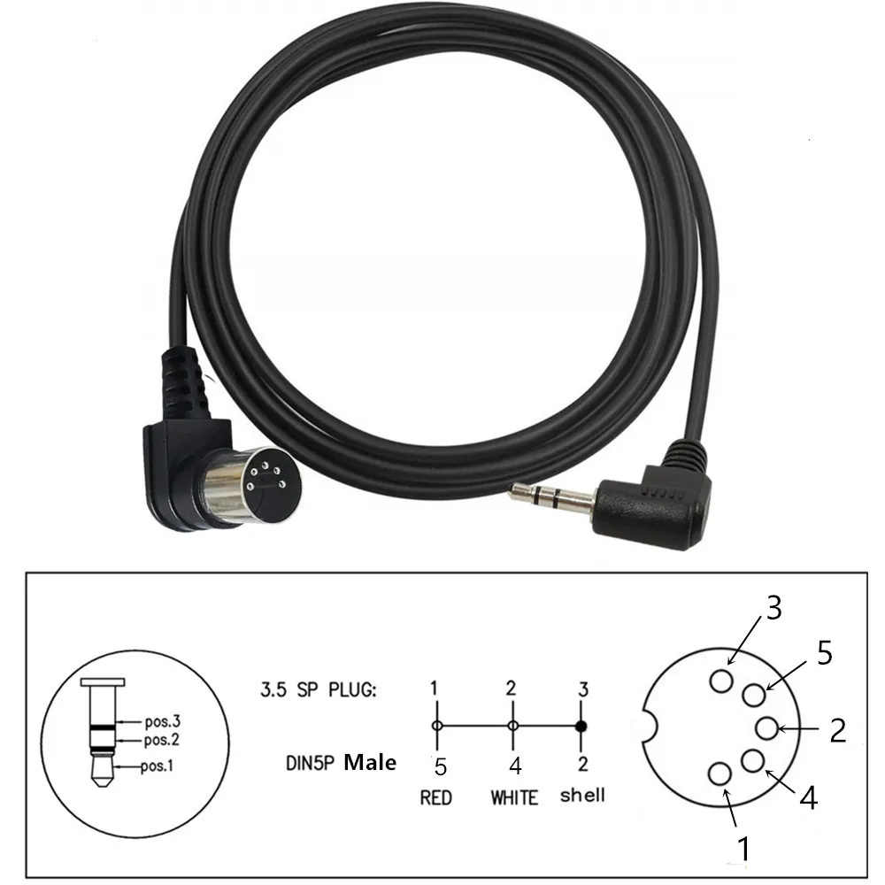 قابس صوت مزدوج الانحناء 3.5 ملم إلى كابل محول MIDI 5-pin لإخراج صوت الكمبيوتر MIDI 5-pin DIN5P