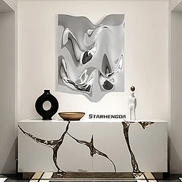 Metal corrugated stainless steel wall decoration | modern light luxury decorative painting hotel model room living room corridor