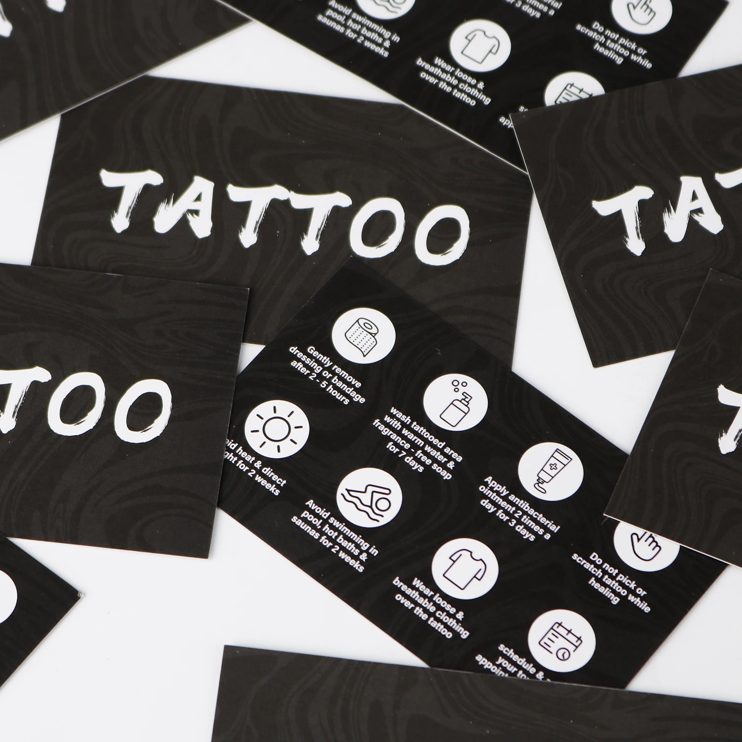 

50/100 шт. инструкционные карты для ухода за татуировкой, двусторонние 5,5*9 см, матовые визитные карточки, прочный бумажный материал, аксессуар для татуировки