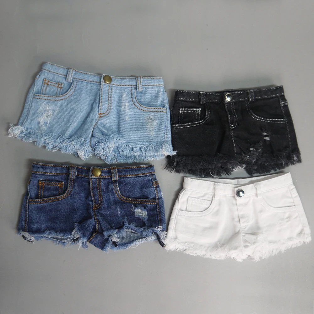 D09-P915 Children Handmade Toy 1/4 MSD 1/3 BJD Doll Clothes Washed Ripped Denim Shorts Pants 1pcs