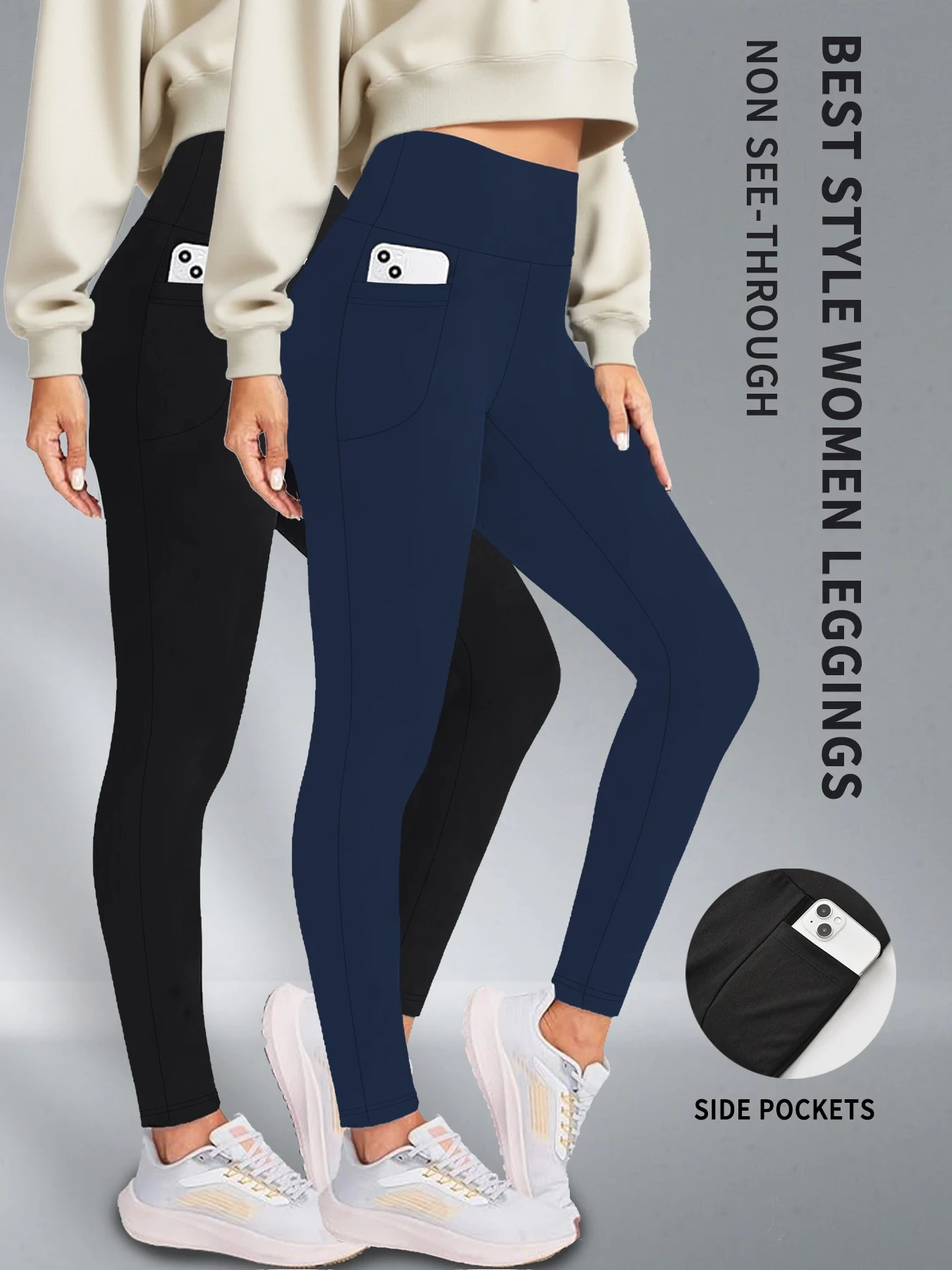 

2 Pack Women's Super Soft Leggings with Pockets, High Waisted Tummy Control for Yoga Workout and Casual Lounge Wear Comfort