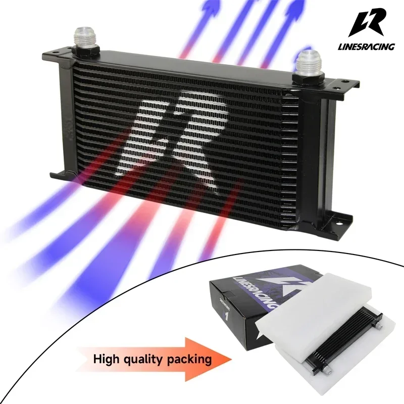 LR 19 Row Mocal Style Stacked Plate Aluminum Oil Cooler AN10 248MM Universal Racing Engine Transmission Cooling Black/Silver