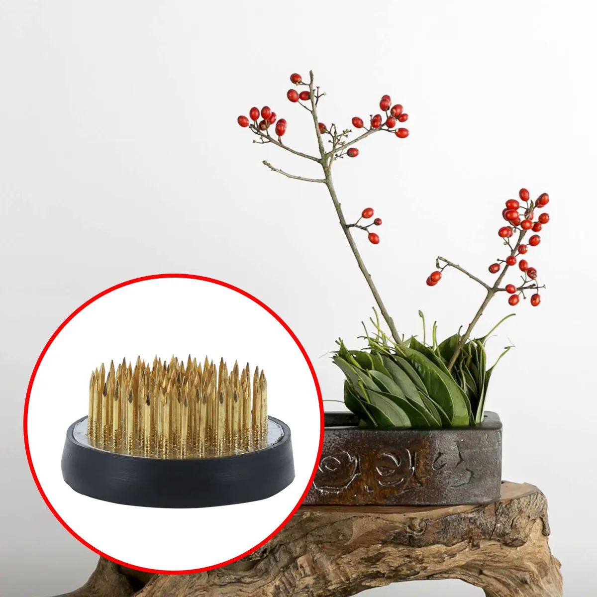 

4 Cm Copper Needle Flower Arranger Frog Round Japanese-style Holder Arrangement