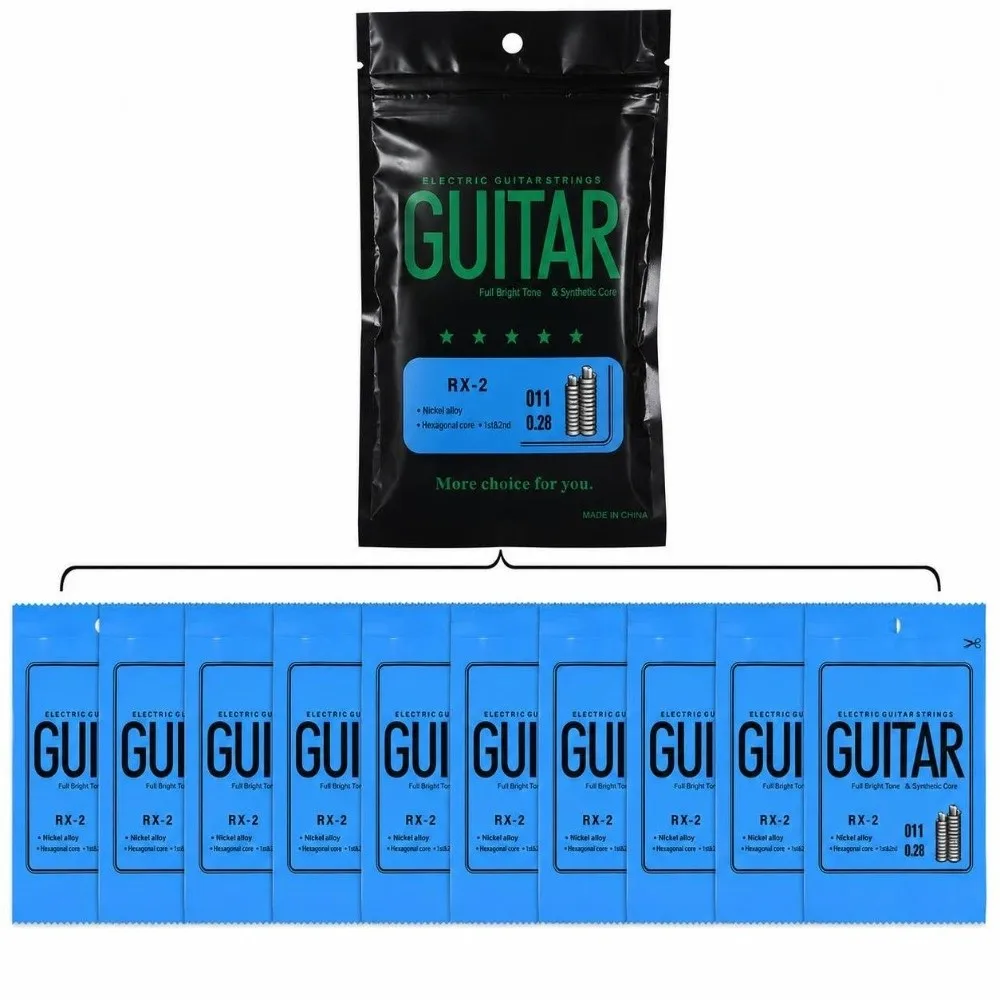 10PCS Durable RX-2 Model Electric Guitar String Carbon Steel Silver String Replacement Guitar String Pack For Electric Guitar