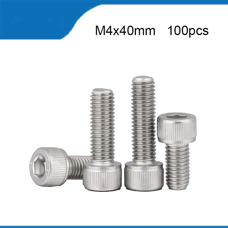 

Free Shipping M4*40mm A2-70 304 Stainless Steel M4 Screw Length 40mm DIN912 Hexagon Hex Socket Cap Head Allen Screw Bolt M4 Bolt