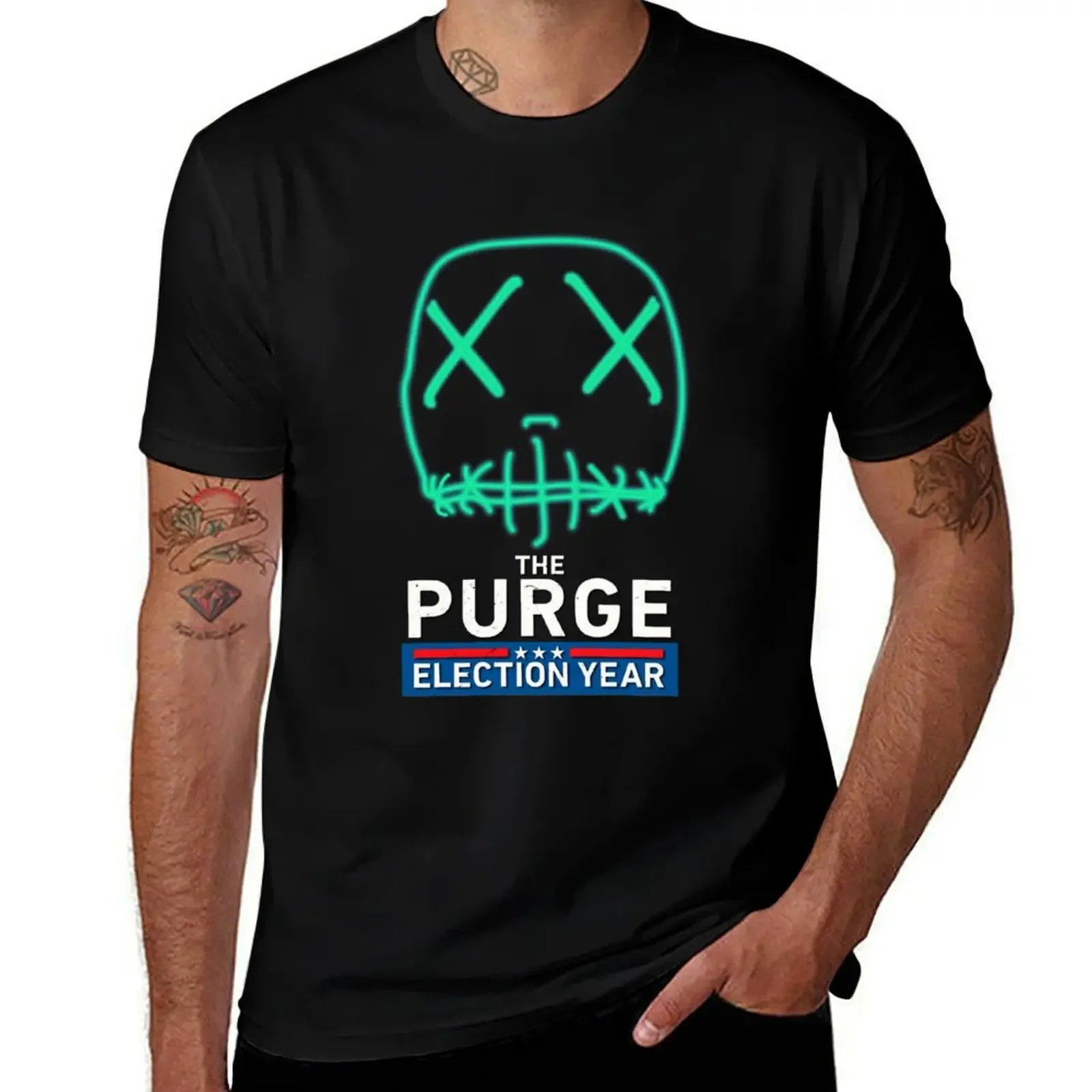 Lady Liberty Mask THE PURGE T-Shirt graphic shirts blue archive outfits for men