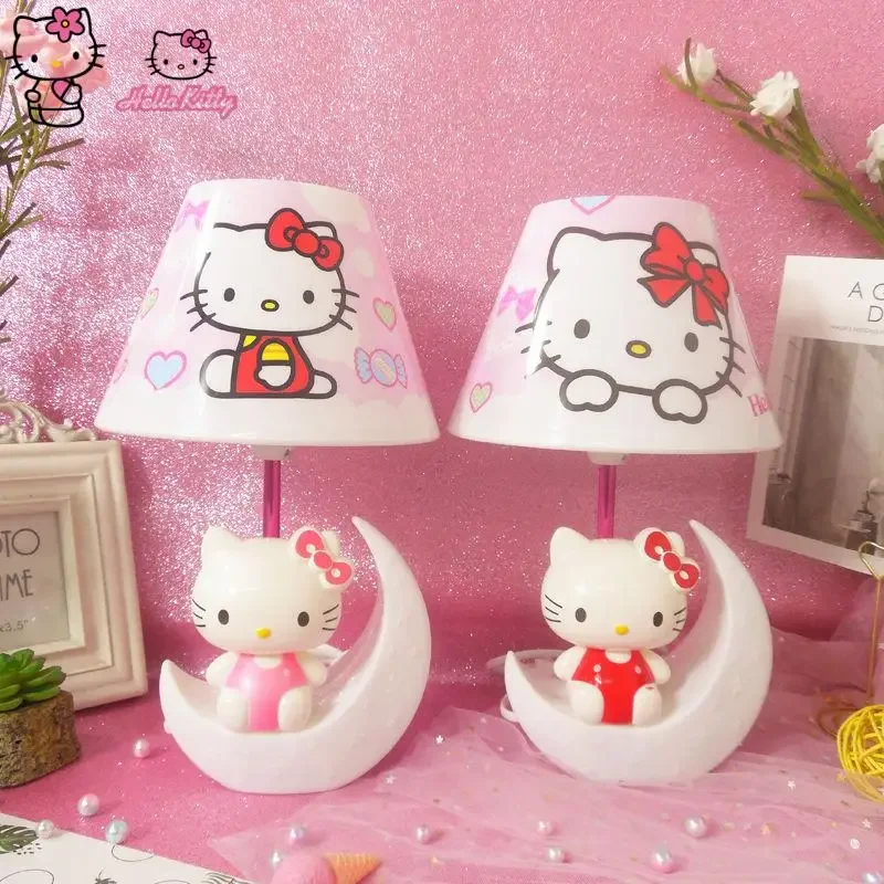 Hello Kitty lampada da tavolo cartone animato luce calda lampada da comodino scrivania studio dormitorio camera da letto lettura luce notturna per bambini regalo