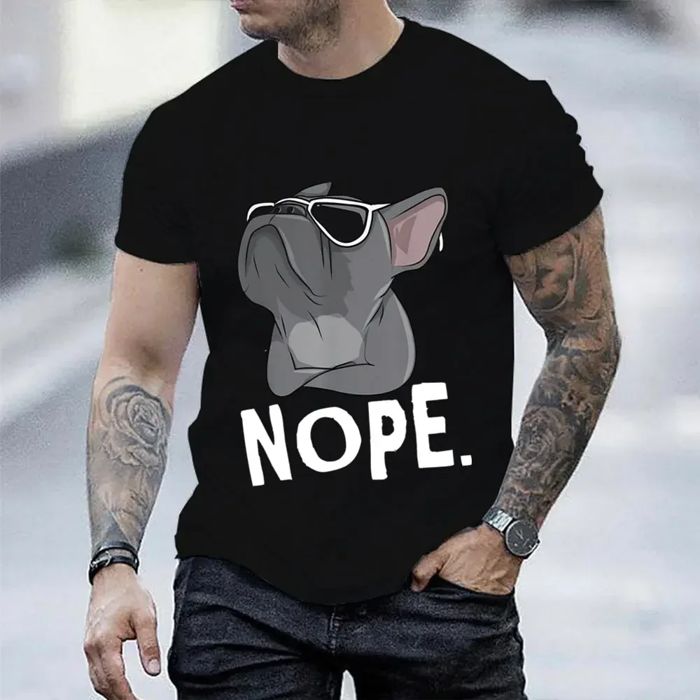 French Bulldog Nope Print T-shirts Hiphop Streetwear Clothes Oversize Tshirts for Women Men Fashion Clothes Men Women Y2k Tops