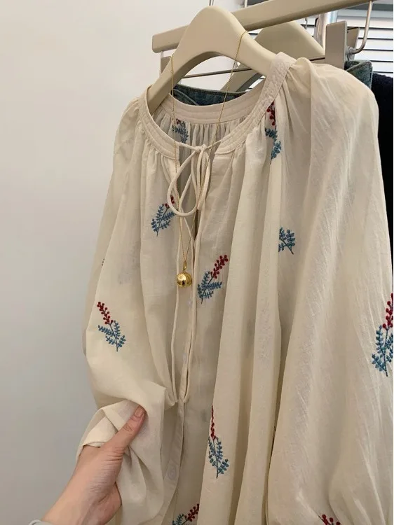 シックなプリント柄の女性用ゆったりとした怠惰なスタイルの高級軽量エイジデフングドールデザイントップ快適で通気性のあるコットン