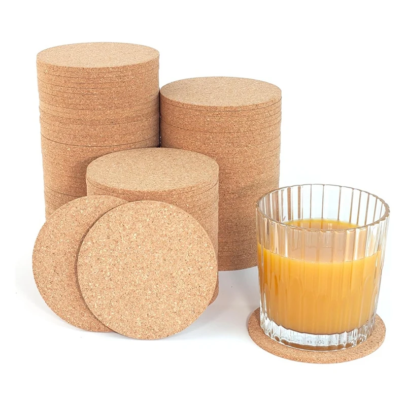 Cork Coasters Set Of 50- 3.5In Round,Eco-Friendly Drink Pads For Home,Office,Bar,Perfect For Coffee Tables,Desks & More