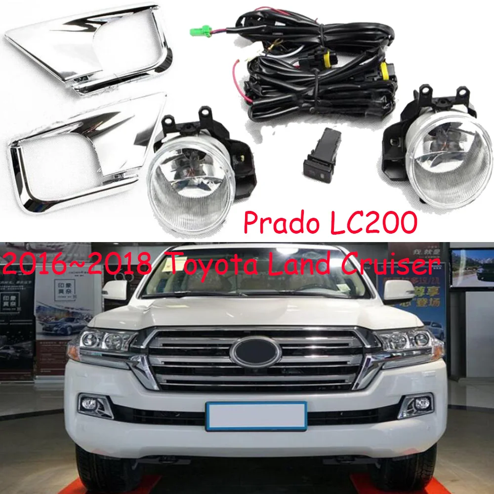 

Автомобильный бампер, фара для Toyota Land Cruiser, противотуманная фара LC200 2016 ~ 2018y, галогенная лампа 4300K, проводная фара для противотуманной фары Prado