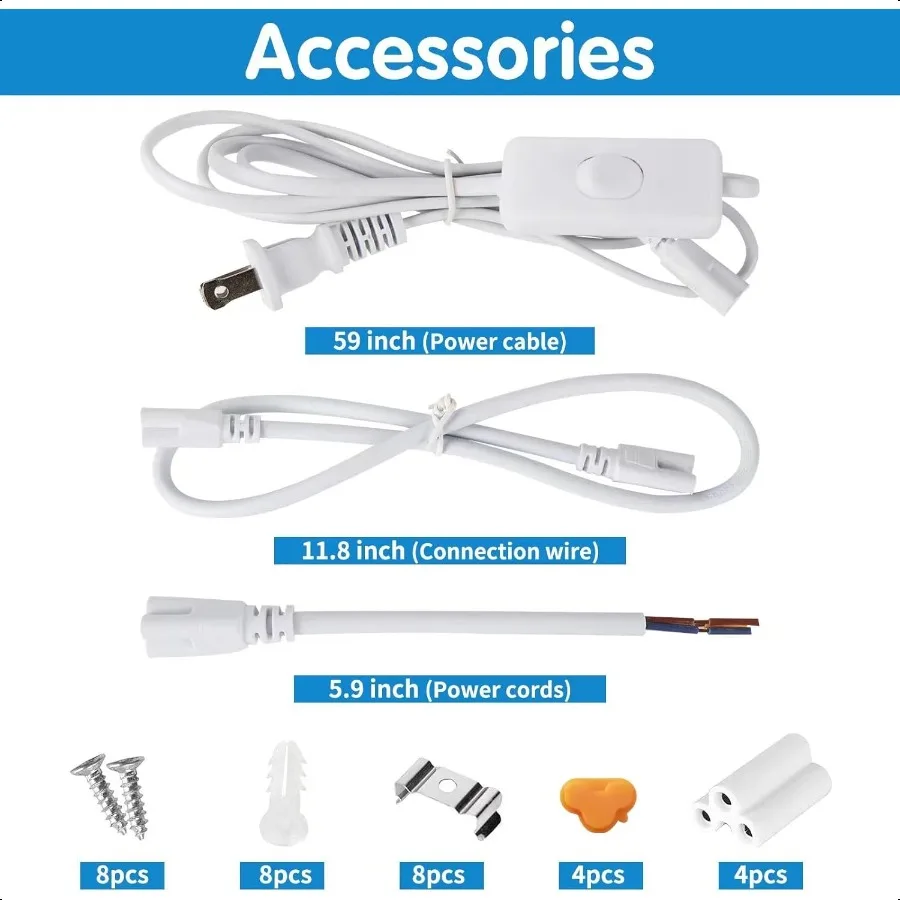 Luz Led para tienda, luz Led para garaje, 2 pies, 25W, 6500K, luz diurna, 3200LM, cubierta transparente vinculable, VShape integrado para tienda debajo del gabinete