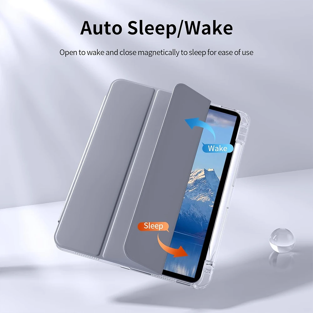 حافظة لجهاز iPad (A16) الجيل الحادي عشر، الجيل العاشر، 11 بوصة 2025، iPad 9th/8th/7th/6th/5th gen، حافظة iPad Air Crystal Clear مع فتحة قلم رصاص #3