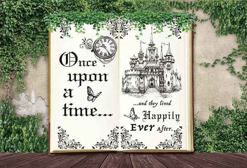 Fairy Tale Books Backdrop Old Opening Book Once Upon A Time Ancient Castle Princess Romantic Story Photo Background Wedding