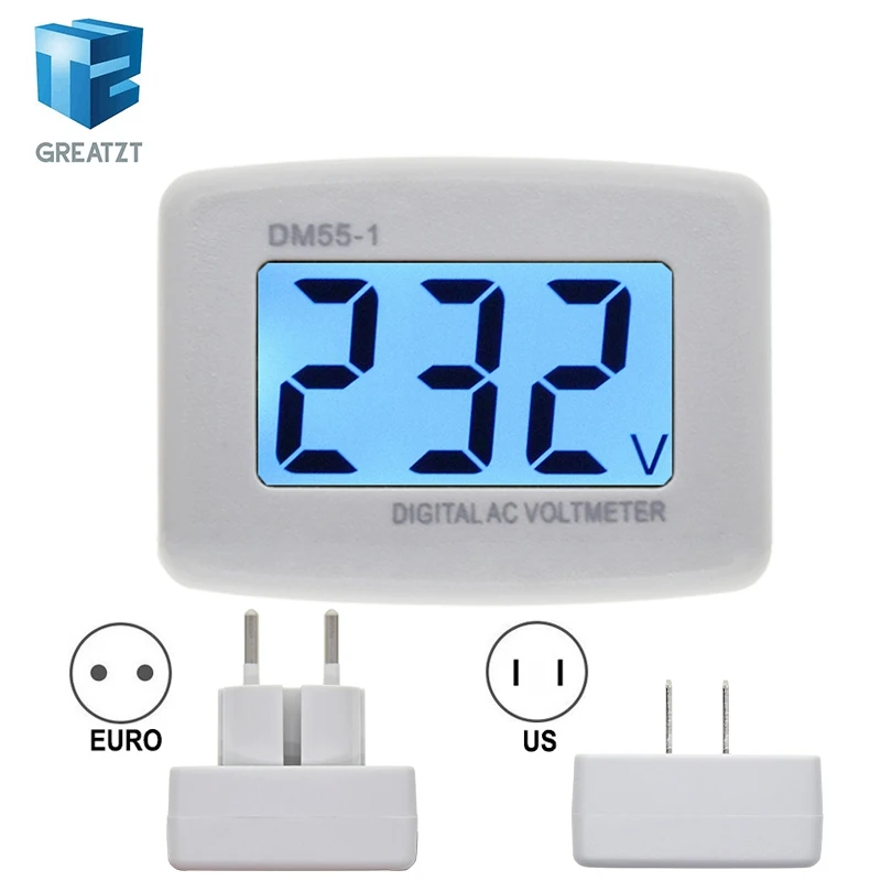 AC 110V 220V Digital Voltmeter EU US Plug Volt Meter Socket Voltage Tester LCD Display Voltage Meter Wall Flat Voltage Meter