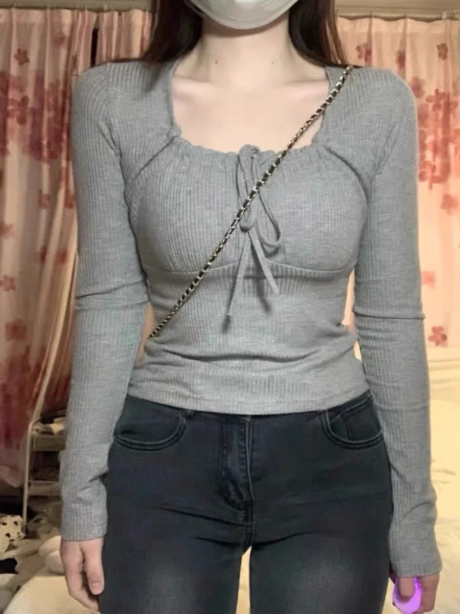 

Большие размеры Pure Desire Spicy Girl с квадратным воротником Base irt Женская осенне-зимняя внутренняя одежда Дизайн Sensation Small ence Ti...