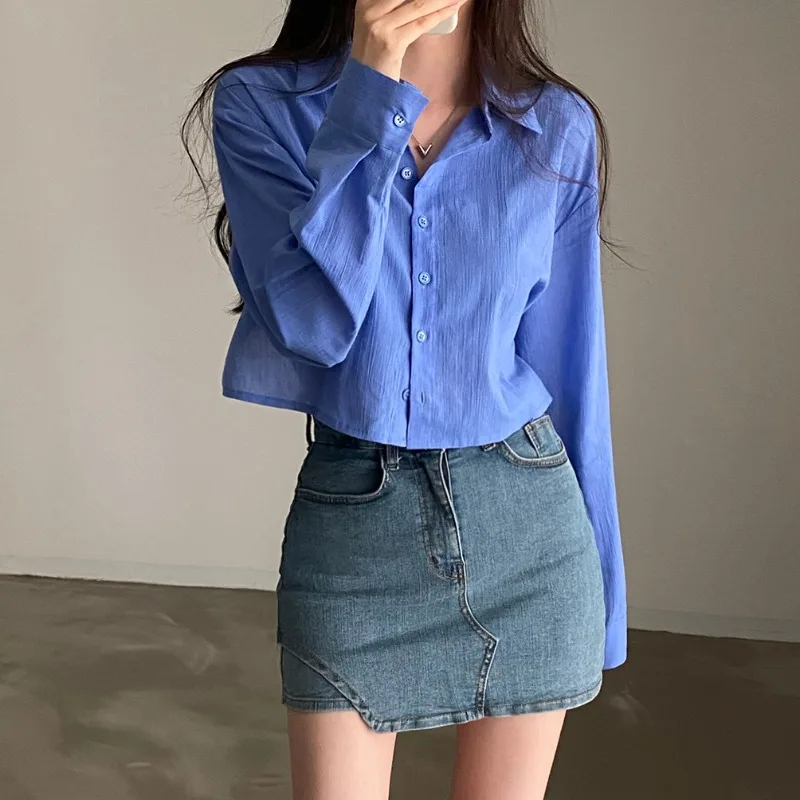 

Ele Ba-Tied Long Sve Women's irt Summer New Design ort Sle Sweet And Spicy Sun Protection Top Collar Butt...