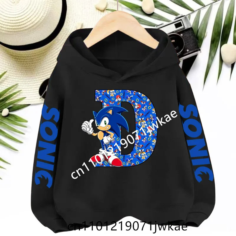 

Children Hooded Set Juvenile Outerwear Sonic Letter ABCD Kids Hoodie Anime Boys Girls Sweatshirts+Pants Fall Spring Long Sleeves