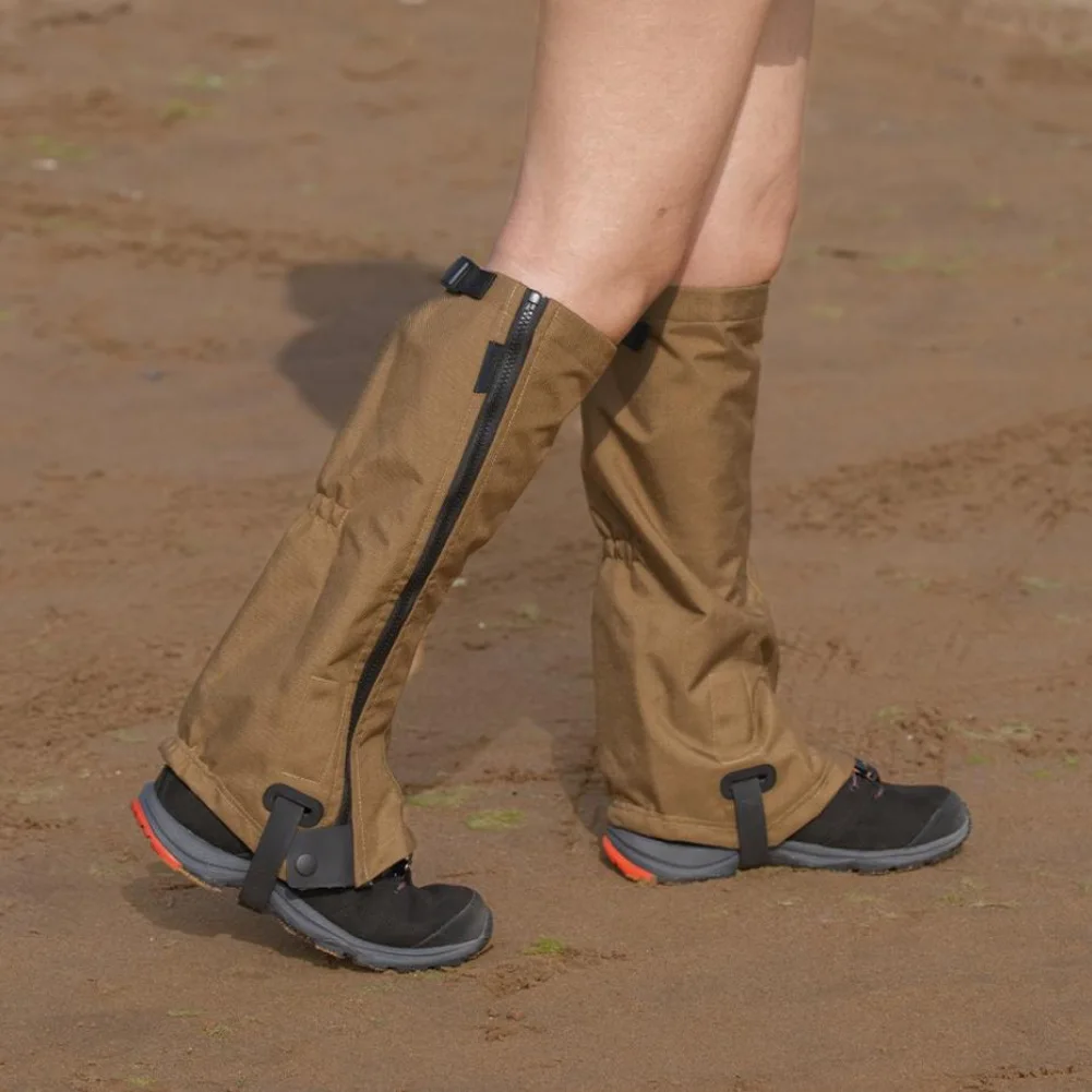 Gaiters Snow Cuffs 43cm for Hiking Mountaineering Adventures Tear Resistant 500D Abrasion Resistant Fabric Brown Green