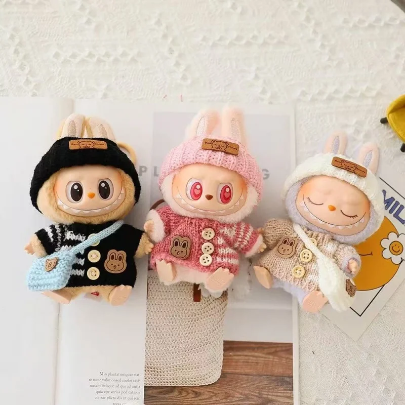 

For 15-17 cm v1v2 Labubu Clothes outfit Labubu Sitting Party Bear Label Scarf Hat Bag Dolls Accessories Cute Decoration